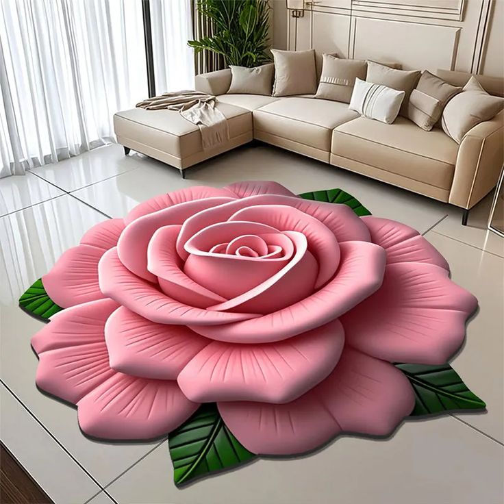 BloomMatzi™ Luxury 3D Rose Flower Shape Floor Mat (Pack of 2)