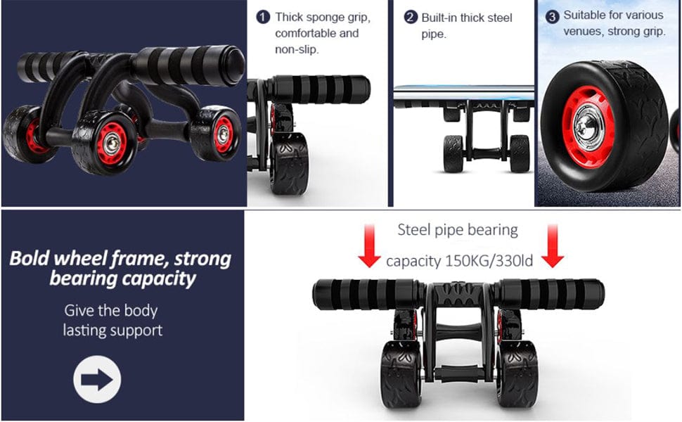 4 Wheel Abs Roller Home Gym Equipment for Workout - Abezy™ Abezy™ Zaavio®