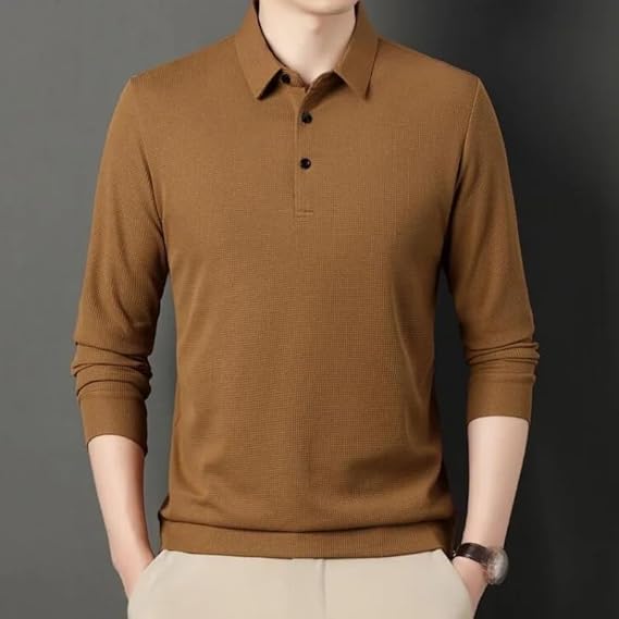 Polirexio™ Men's Solid Long Sleeve T-Shirt with Lapel (Buy 1 Get 3 Free)
