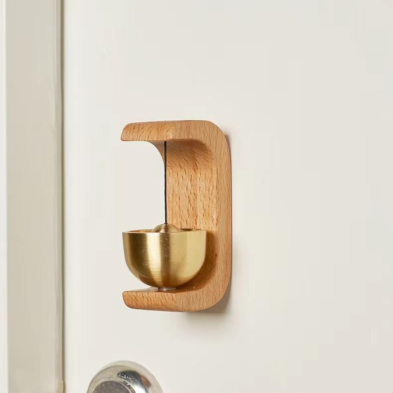 Beech Wooden Door Chime with Brass Bell