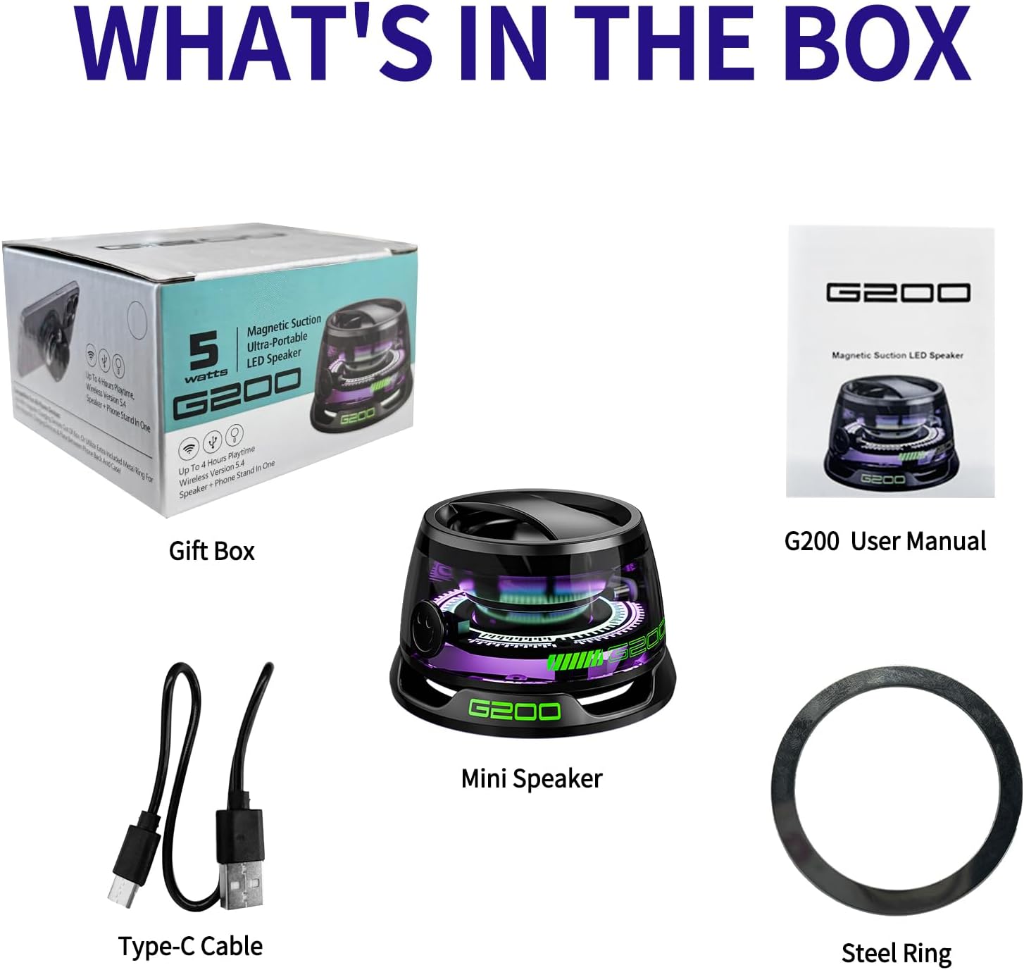 G200 Magnetic Bluetooth Speaker with RGB Lights