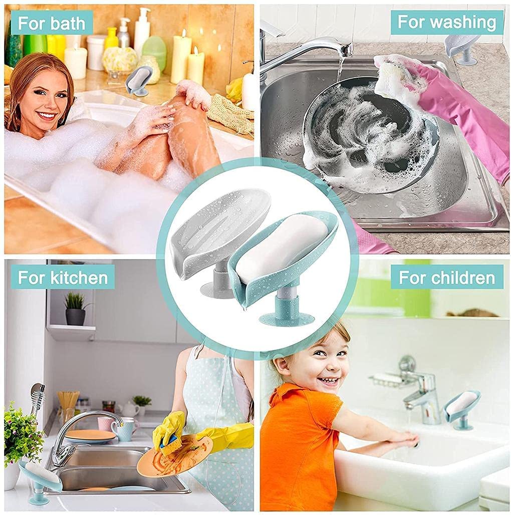 SoapNezt™ Leaf Shaped Self Draining Soap Holder (Pack of 2)
