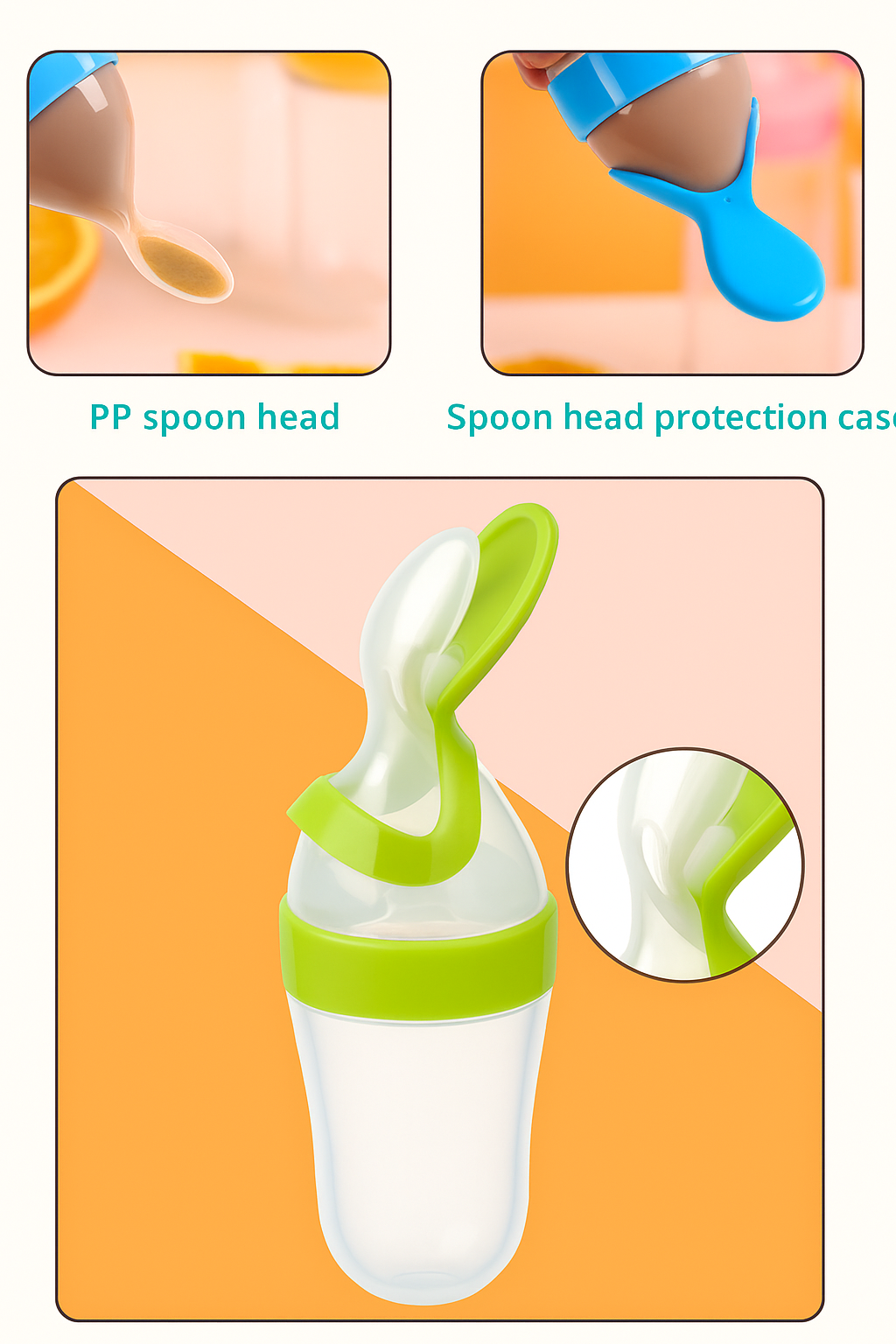 Silicone Baby Food Dispensing Spoon Bottle