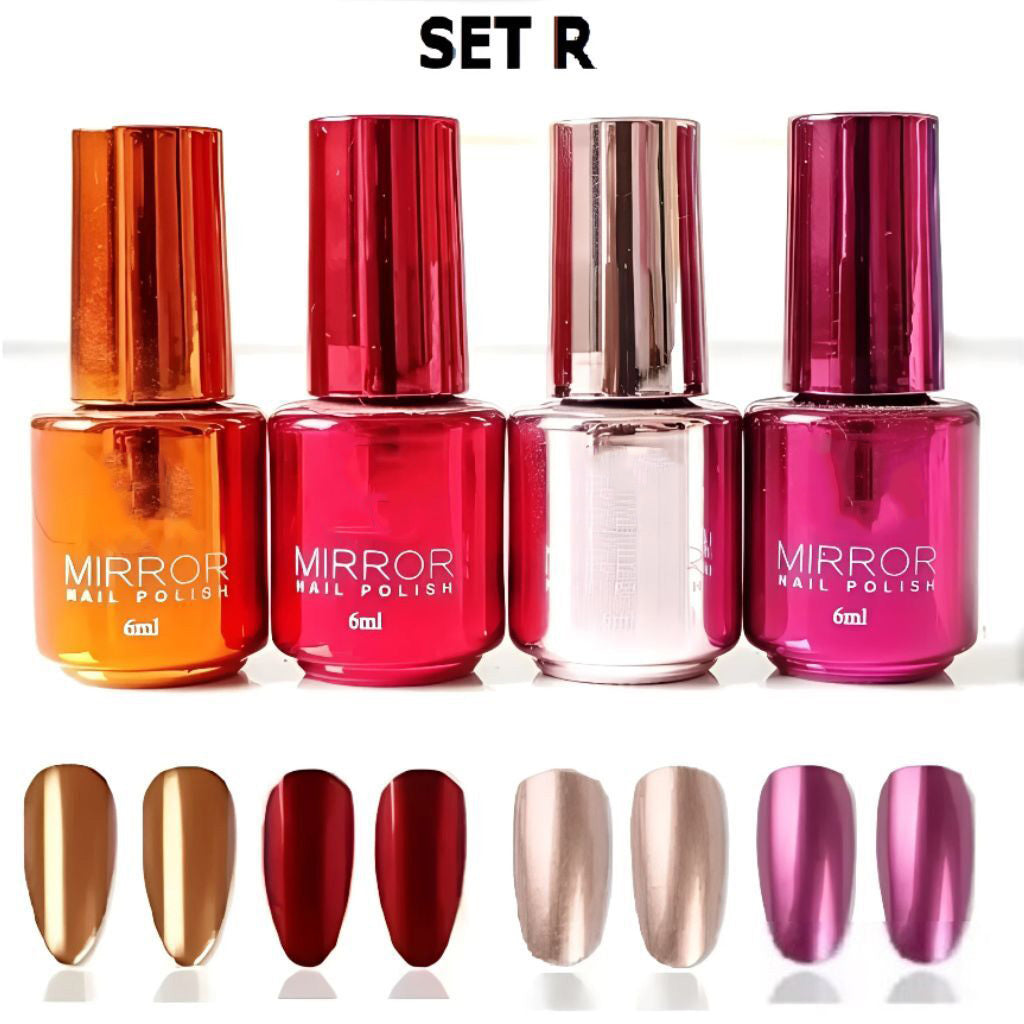 Metallic Mirror Finish Glass Nail Polish (Pack Of 4)