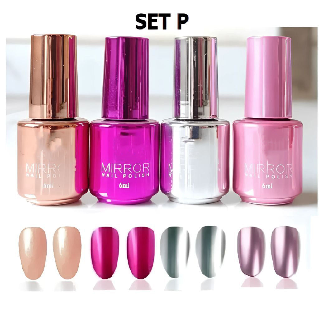 Metallic Mirror Finish Glass Nail Polish (Pack Of 4)