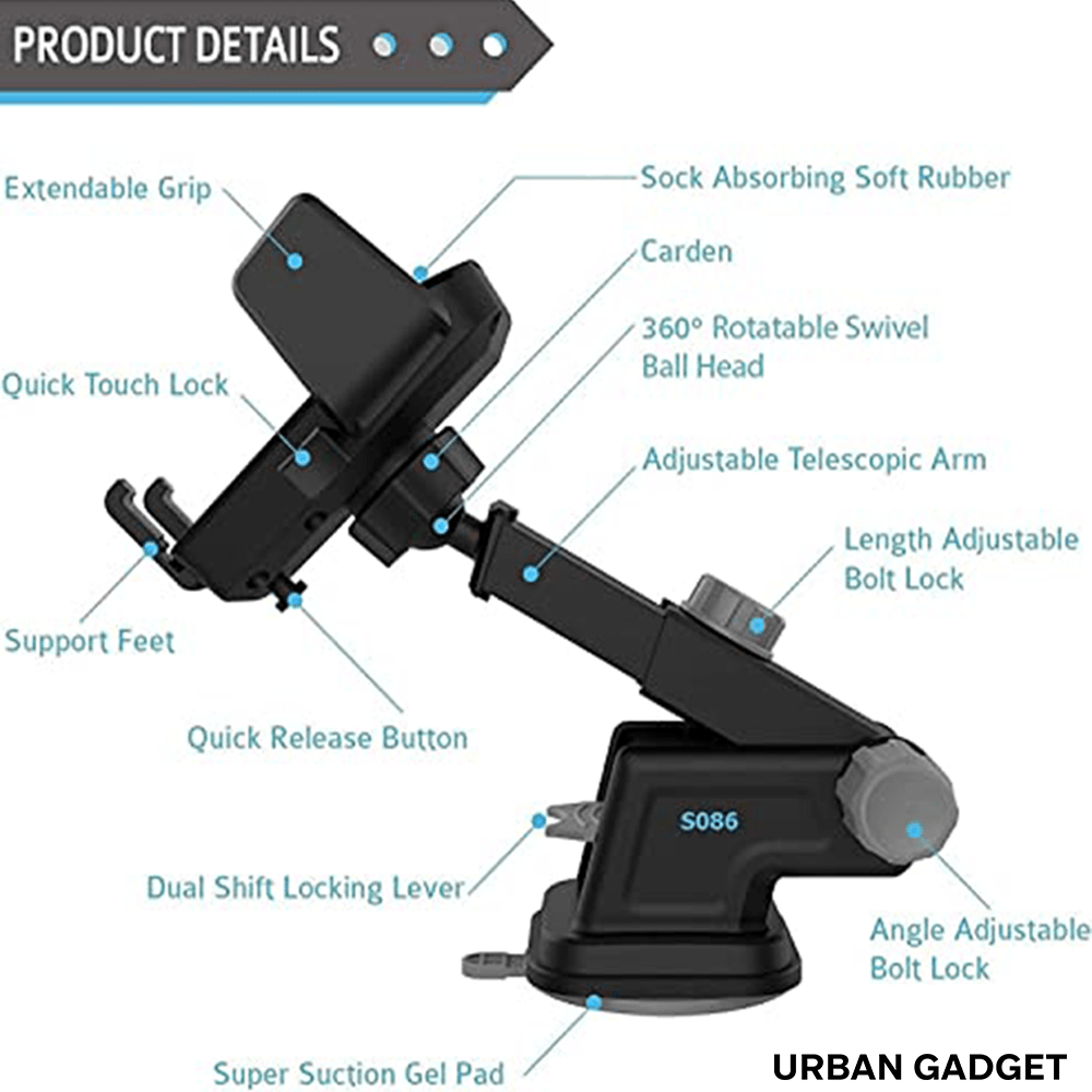 Adjustable Car Phone Holder with Suction Cup Adjustable Car Phone Holder with Suction Cup Zaavio®