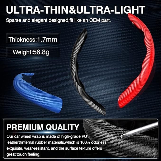 Carbon Fiber Silicone Anti-Slip Steering Wheel Cover (2 Side Set) Zaavio®