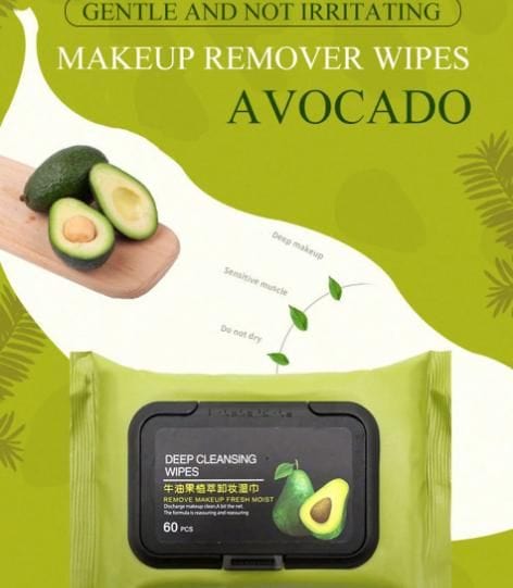 Avocado Makeup Remover Wipes (60 Pcs) Zaavio®