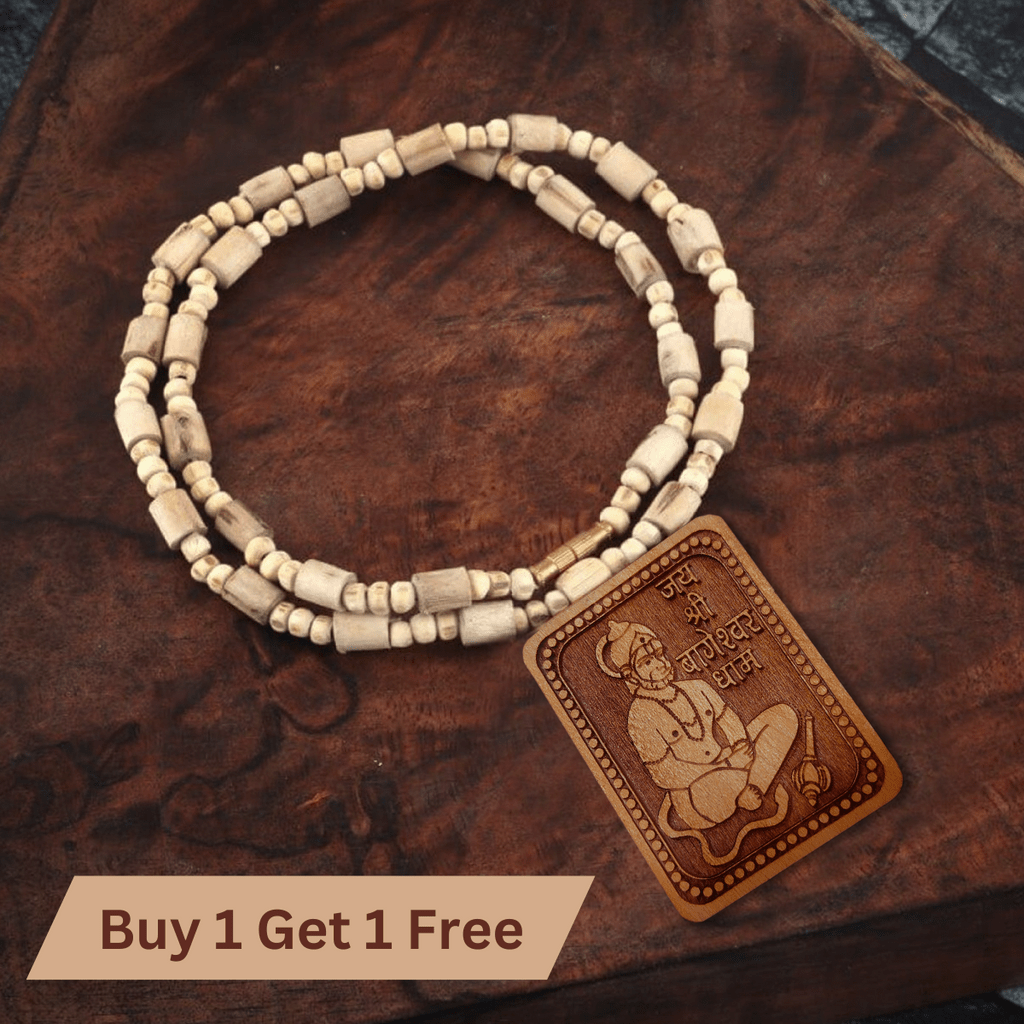 Bageshwar Dham Rudraksha Tulsi Kanthi Mala Hanuman Locket - Bageshwar Dham tulsi Mala (Buy 1 Get 1 Free) Bageshwar Hanuman Mala (Buy 1 Get 1 Free) Zaavio®