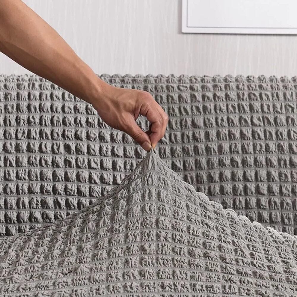 Bubble Frill Sofa Cover 2024 Turkish Bubble Frill Sofa Covers : Light Grey Trendize