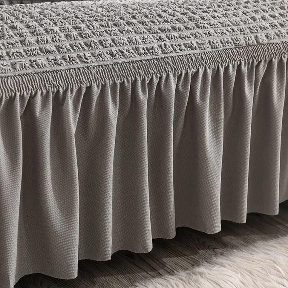 Bubble Frill Sofa Cover 2024 Turkish Bubble Frill Sofa Covers : Light Grey Trendize