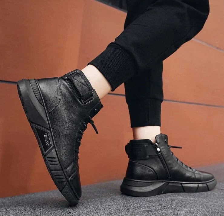 CrestWalk™ | Mens Shoes Black Chelsea Boots For Guys Ankle High Shoe Menswear Fashion CrestWalk™️ Men's Casual Leather Boots Zaavio®