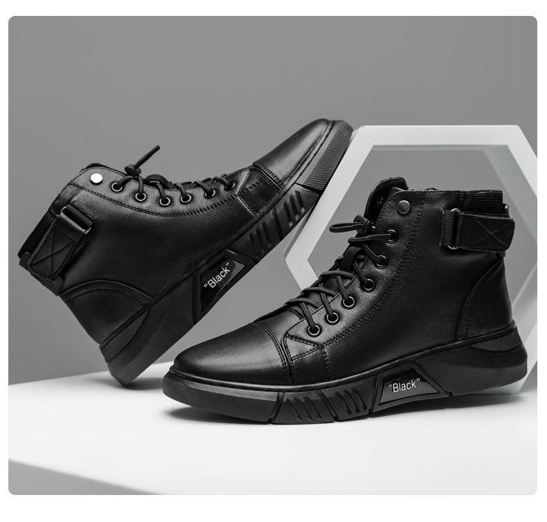 CrestWalk™ | Mens Shoes Black Chelsea Boots For Guys Ankle High Shoe Menswear Fashion CrestWalk™️ Men's Casual Leather Boots Zaavio®