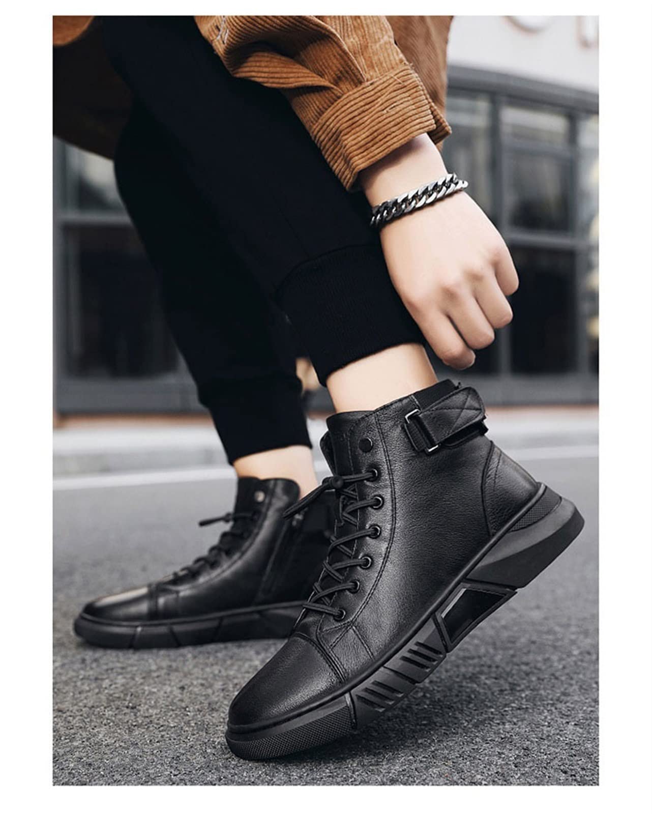 CrestWalk™ | Mens Shoes Black Chelsea Boots For Guys Ankle High Shoe Menswear Fashion CrestWalk™️ Men's Casual Leather Boots Zaavio®