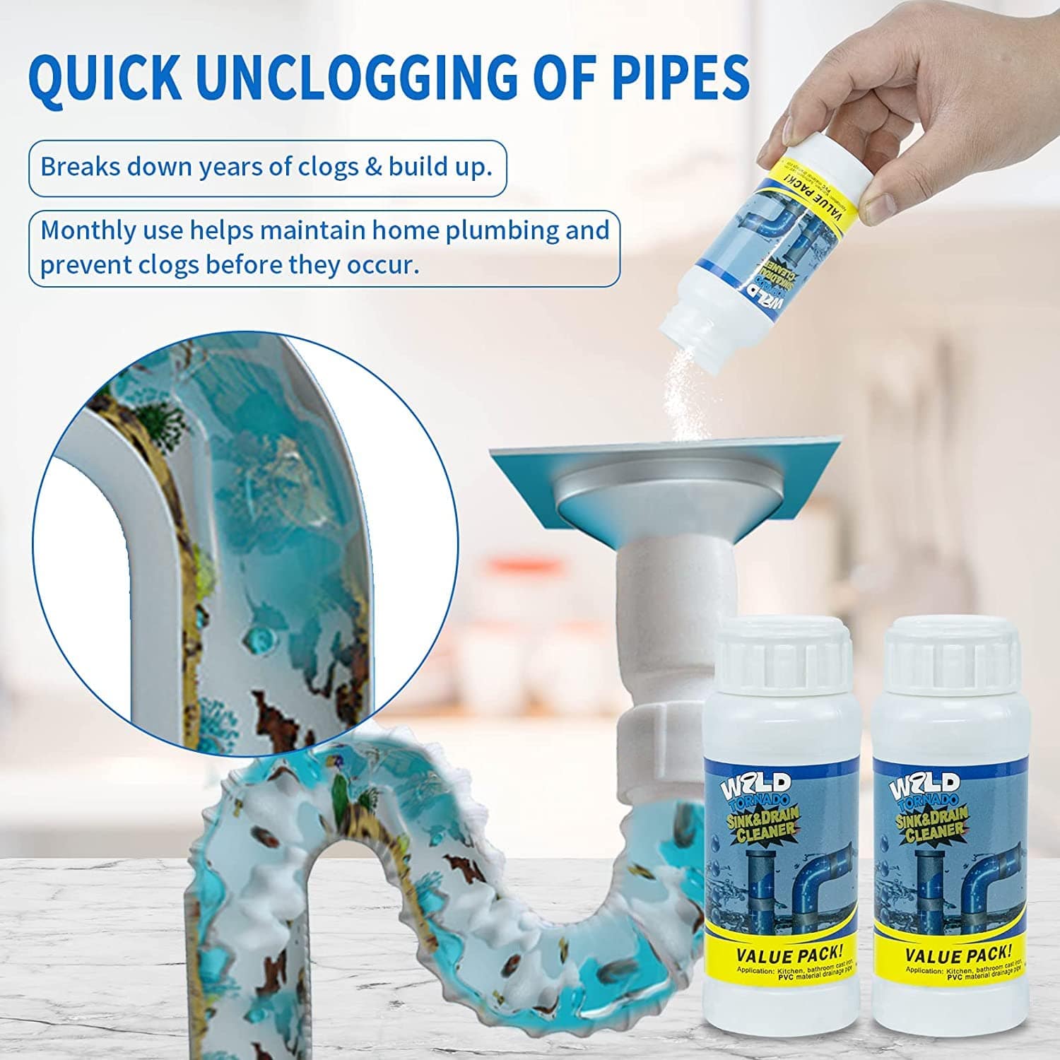 Drain Cleaner Powder Sink Drain Pipes Toilet Blockage Cleaner - Drainizer™️ Drainizer™️ (Buy 1 Get 1 Free) Zaavio®