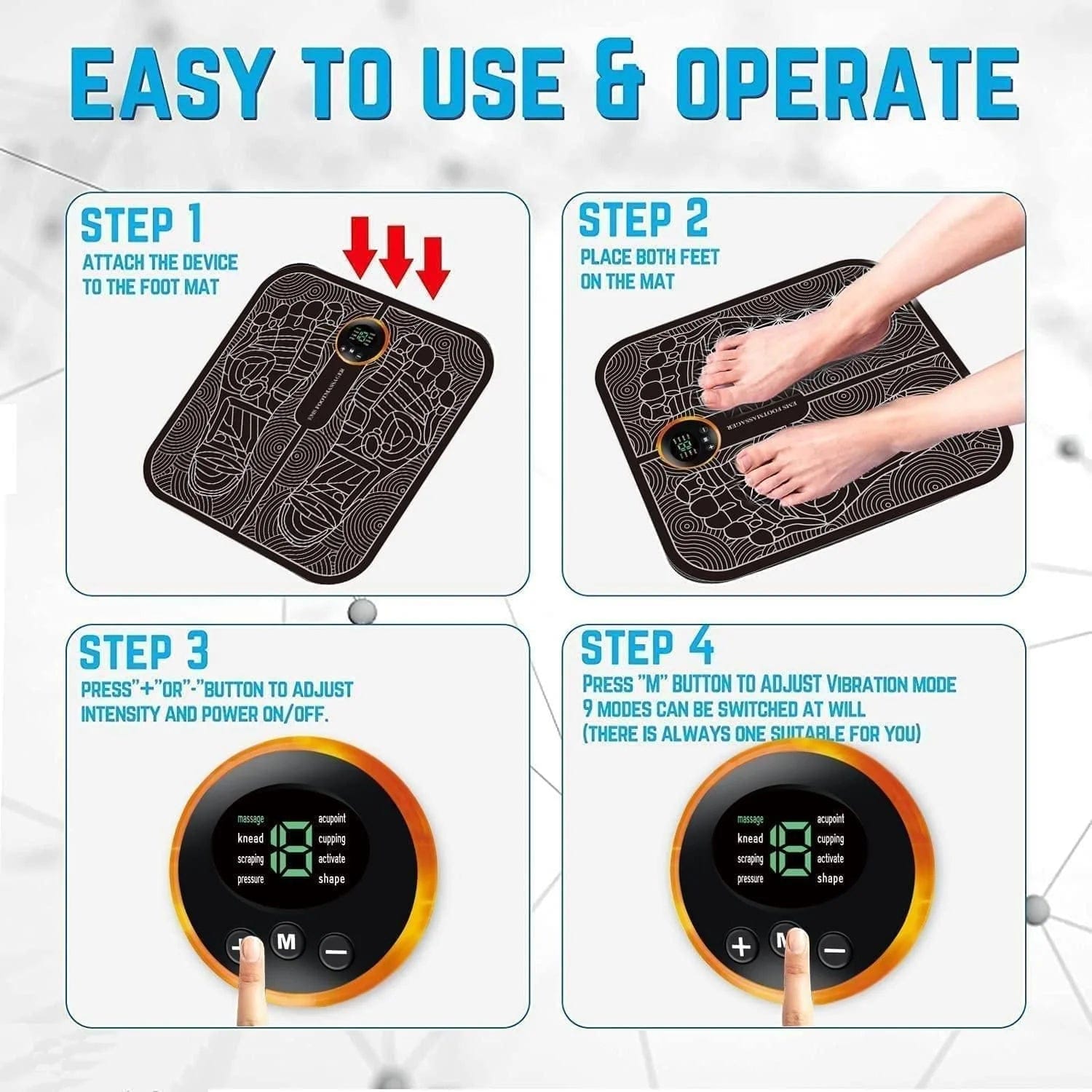 EMS Leg and Foot Massager Mat Electrical Pad - Pulsezy™ Pulsezy™ Zaavio®
