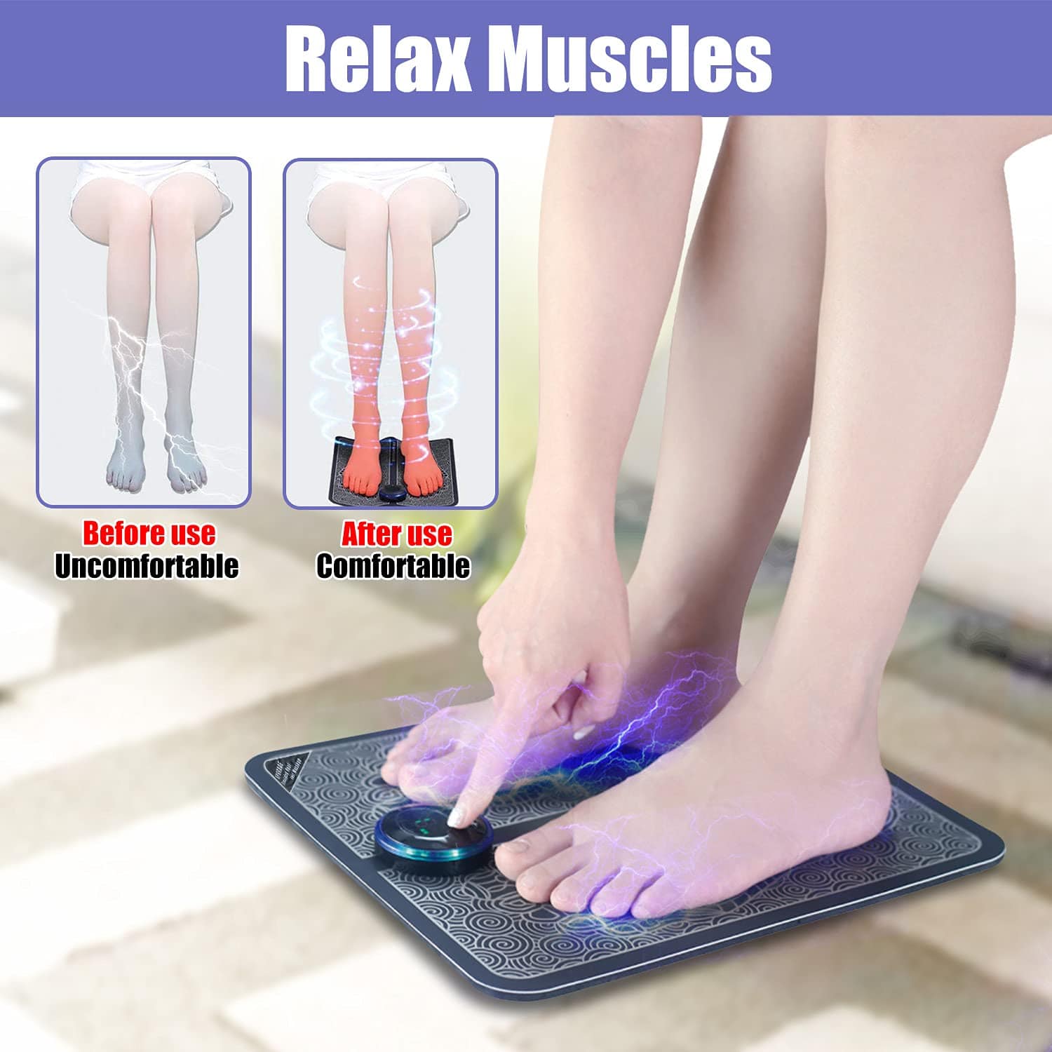 EMS Leg and Foot Massager Mat Electrical Pad - Pulsezy™ Pulsezy™ Zaavio®