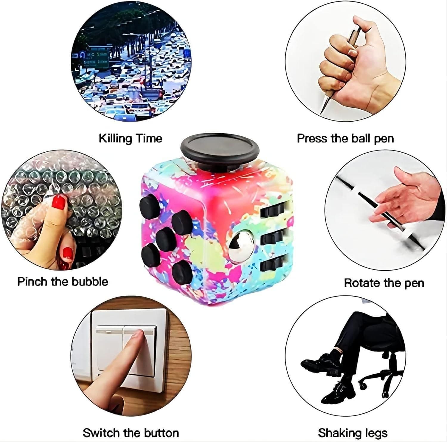 Fidget Cube For Stress Relief | Stress Relief Toys Activities Anxiety Bursting Toy Fidget Stress and anxiety relief toys Fidget Cube For Stress Relief Zaavio®