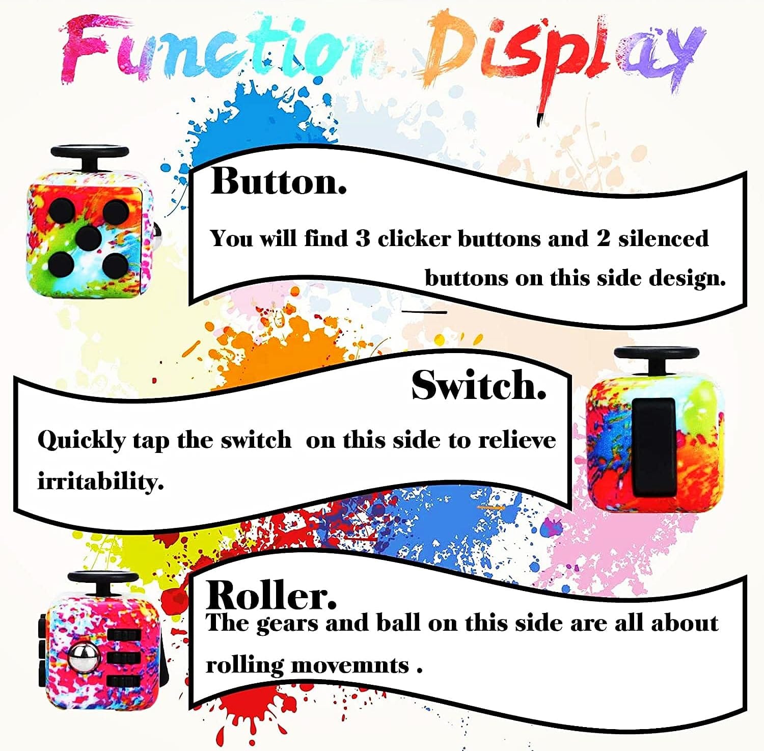 Fidget Cube For Stress Relief | Stress Relief Toys Activities Anxiety Bursting Toy Fidget Stress and anxiety relief toys Fidget Cube For Stress Relief Zaavio®
