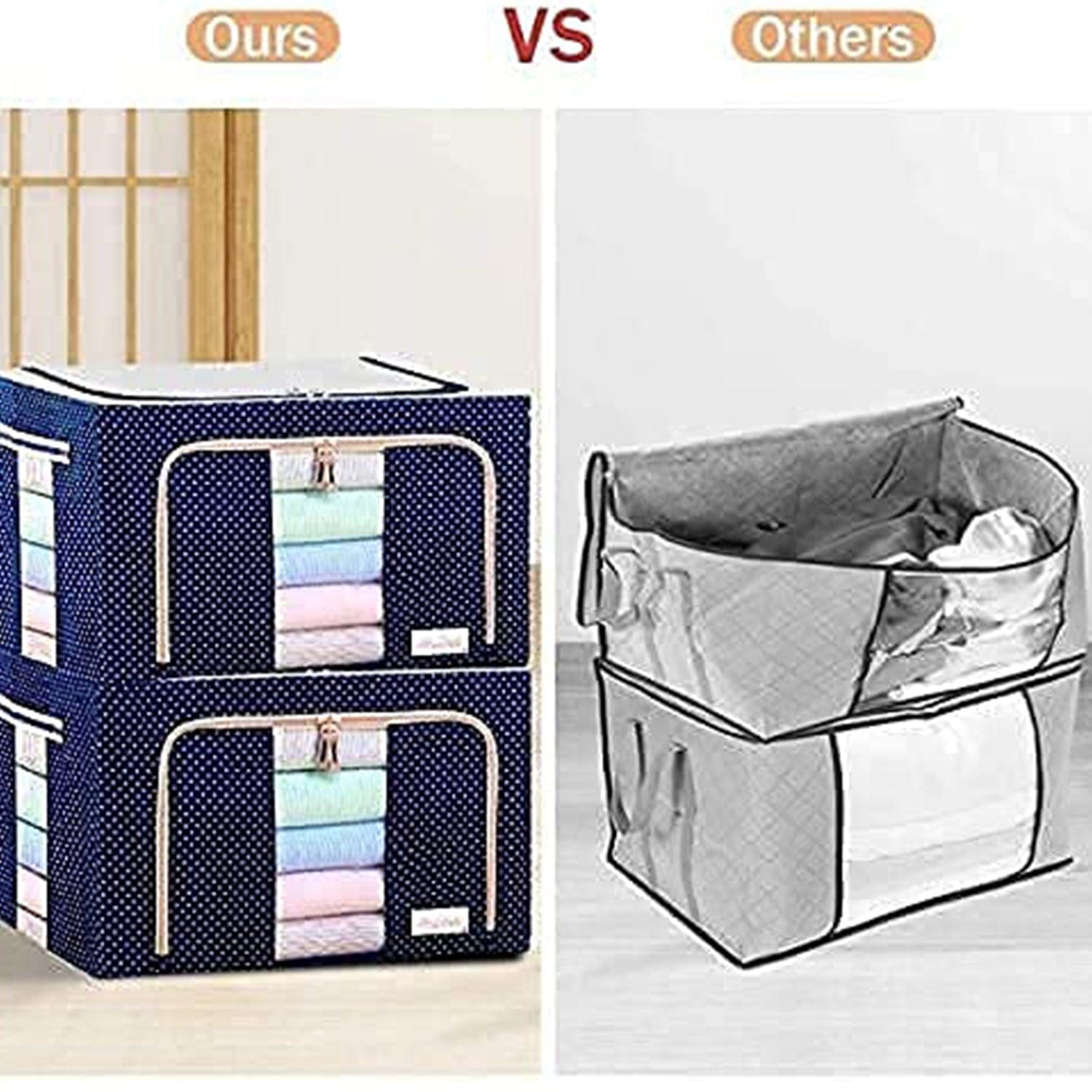 Foldable Steel Frame Clothes Living Storage Organizer Handled Bag Home Improvement Foldable Steel Frame Clothes Living Storage Organizer Handled Bag Zaavio®