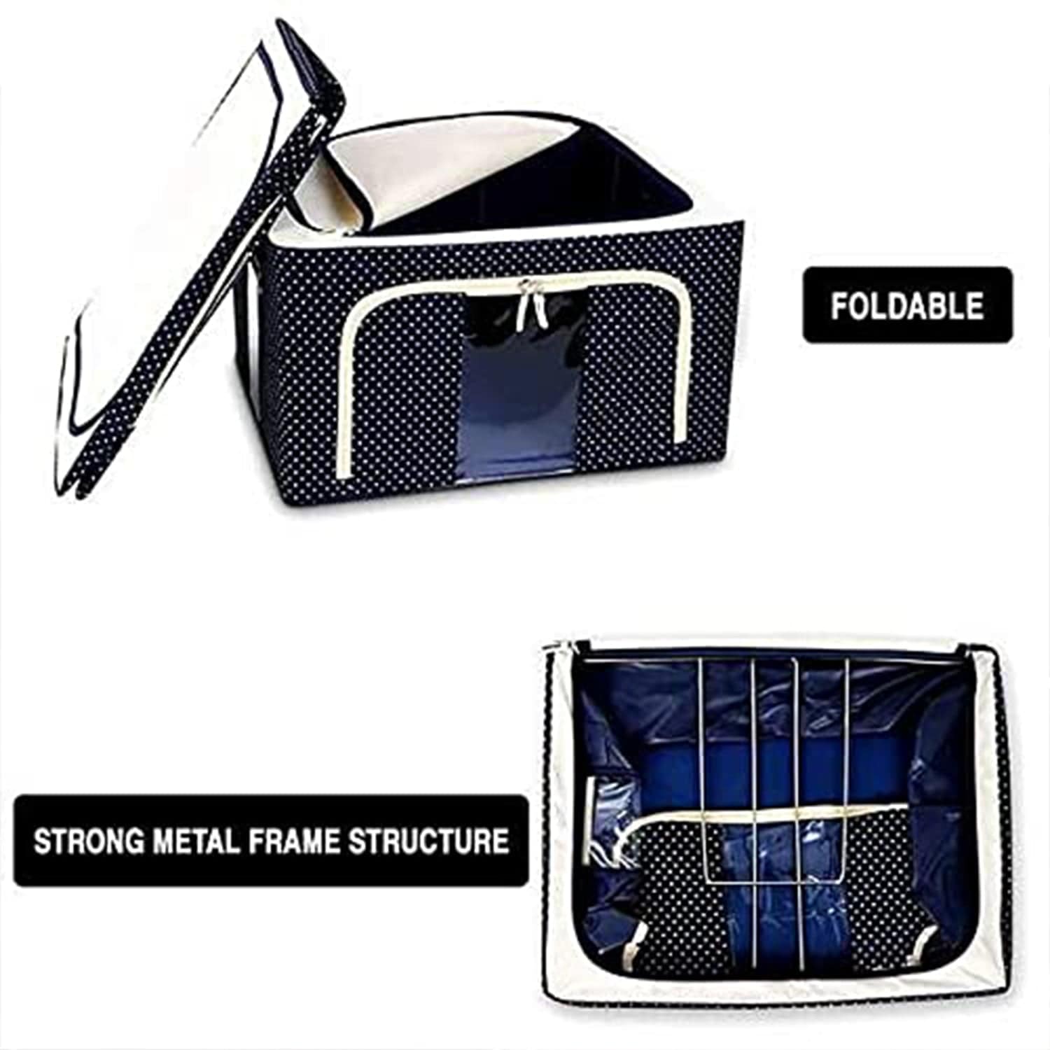 Foldable Steel Frame Clothes Living Storage Organizer Handled Bag Home Improvement Foldable Steel Frame Clothes Living Storage Organizer Handled Bag Zaavio®