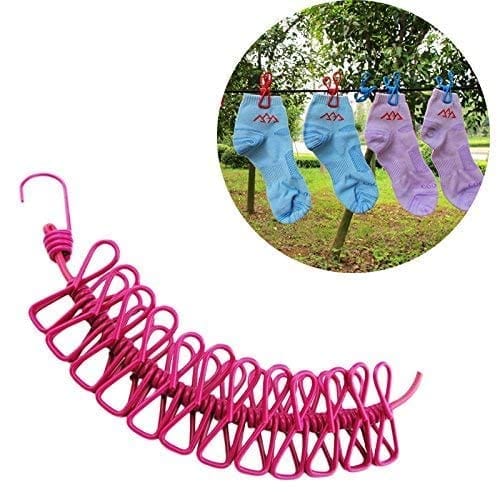 Home Improvement Clothing Line with 12 Clothes Clips Shoppymize