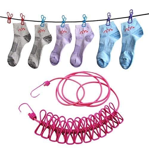 Home Improvement Clothing Line with 12 Clothes Clips Shoppymize