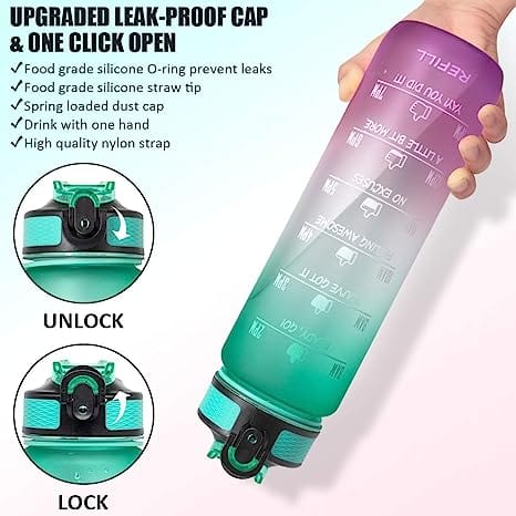HydrateHarmony™️ Motivational Water Bottle | Water Bottles 2 Litre Stainless Steel Drinking Bottle Gym Sipper Travel HydrateHarmony™️ Motivational Water Bottle Zaavio®