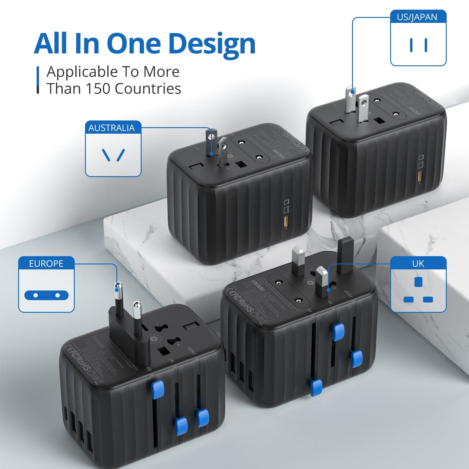 International All in One Worldwide Travel Adapter Zaavio®