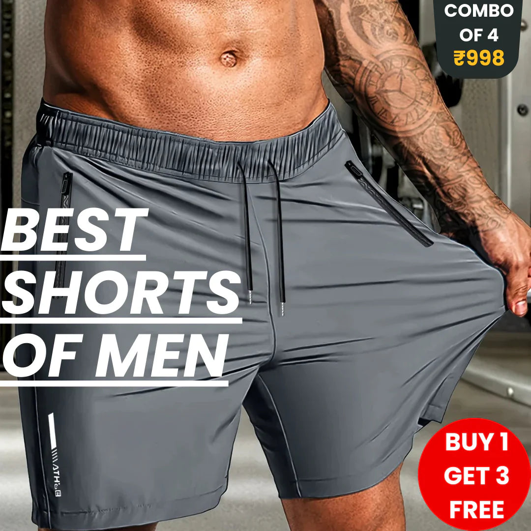 Men's Stretchable Cotton Shorts for Summers (Pack of 4)