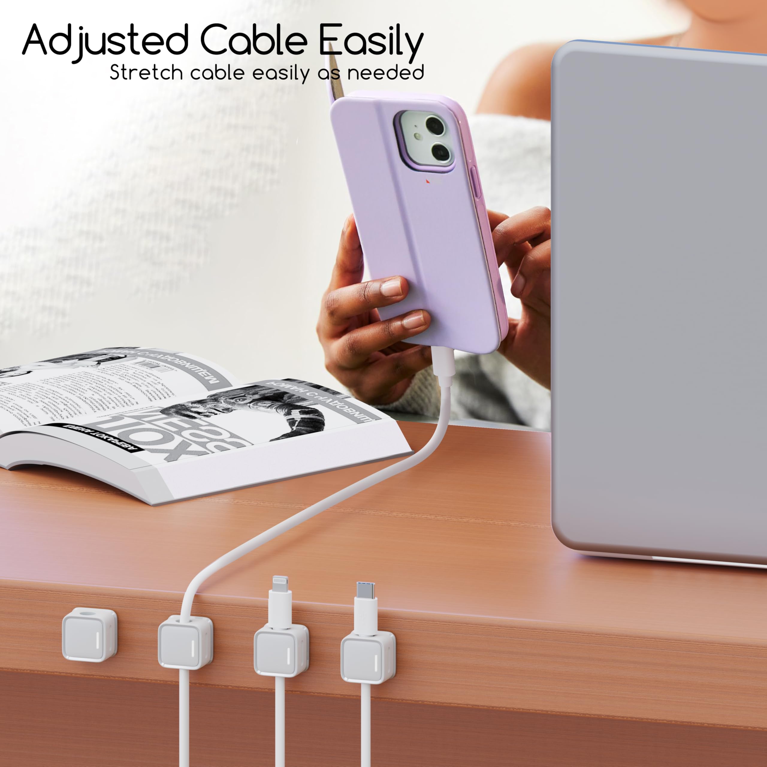 Magnetic Cable Clip (8 pcs) | Cable Holder Management Organizer Wire Clips Desk Cord  Magnetic Cable Clip (8 pcs) Zaavio®