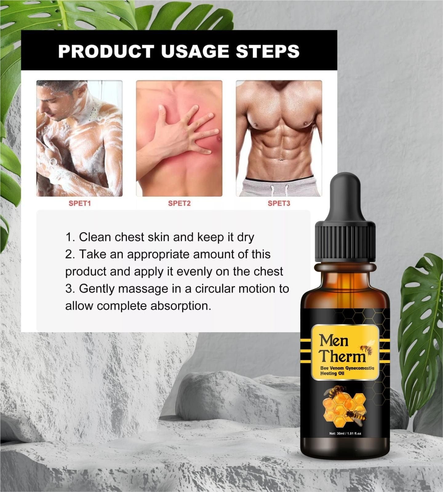 Men Therm Bee Venom Tightening Oil | Body Massage Oil For Men Relaxing Bee Venom Therm Oil For Adults Men Therm Bee Venom Tightening Oil Zaavio®
