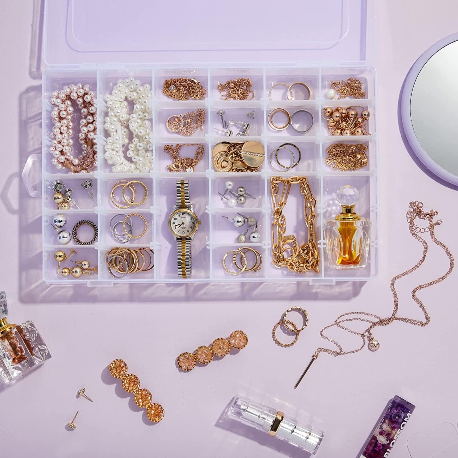 Mini 28 Grid Jewelry Storage Box Zaavio®️