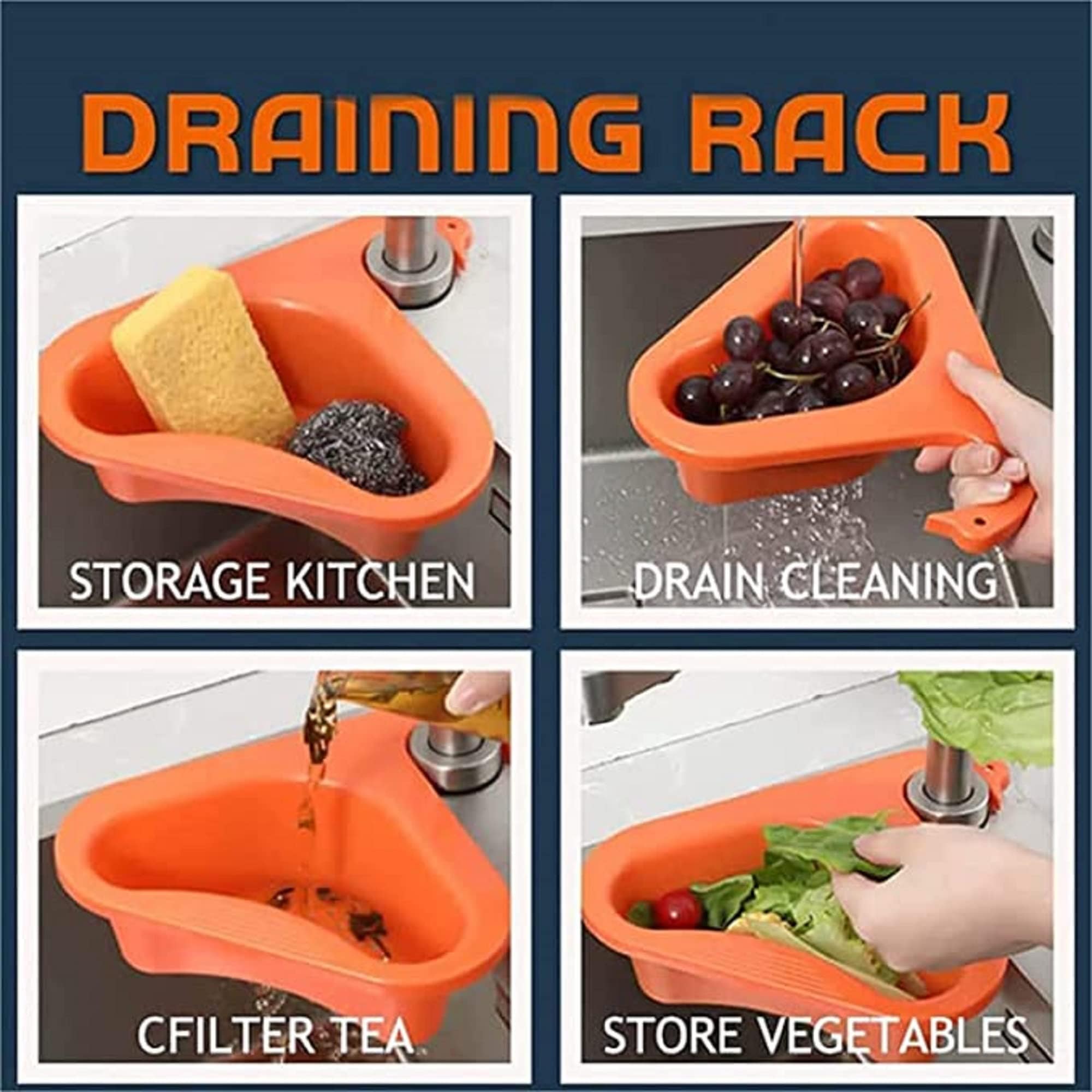 Multipurpose Plastic Kitchen Sink Organizer Corner Dish Pack of 2 Zaavio®
