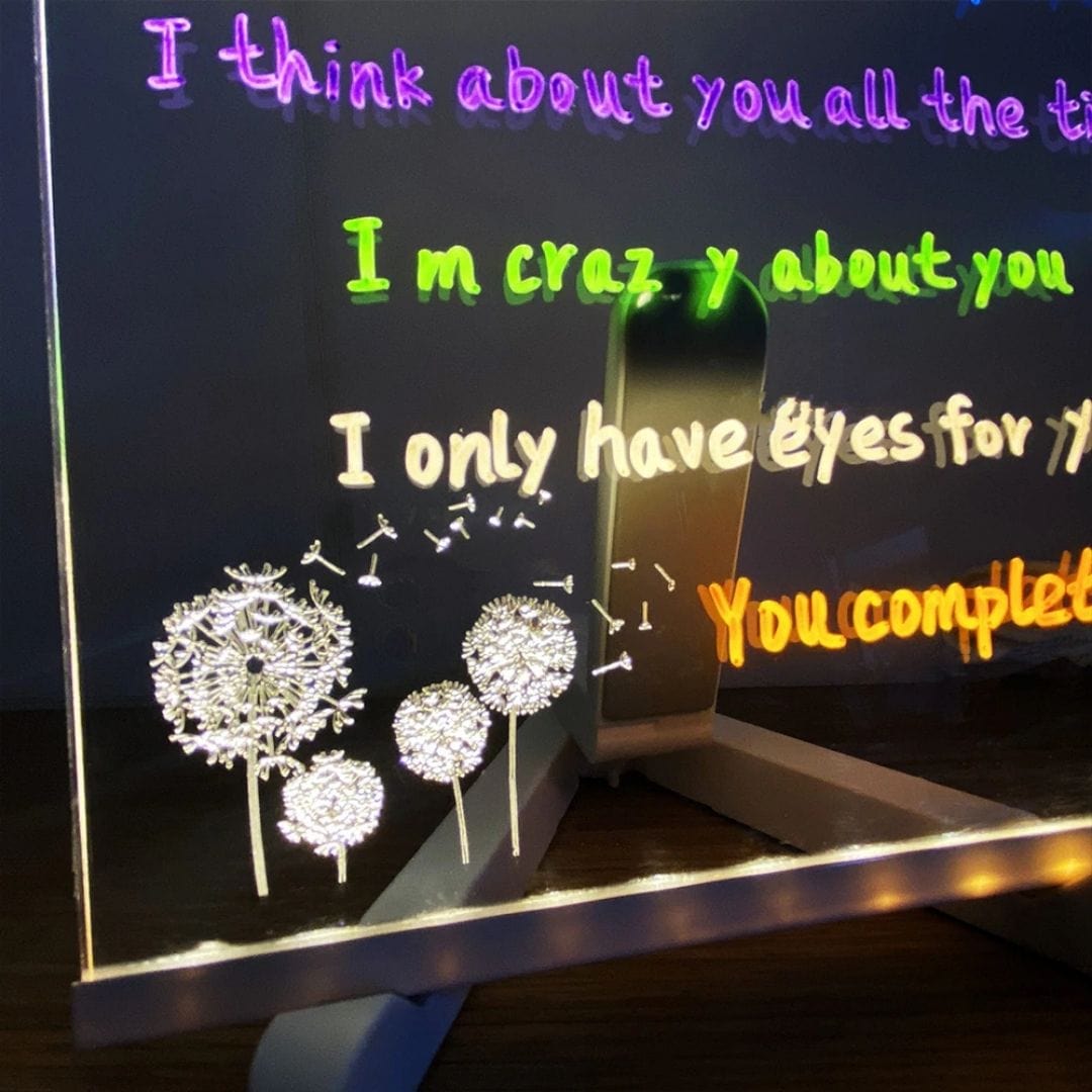 Personalised DIY Acrylic Glowing Message Board Lamp (12 Colours) 15 cms TheQuirkyQuest