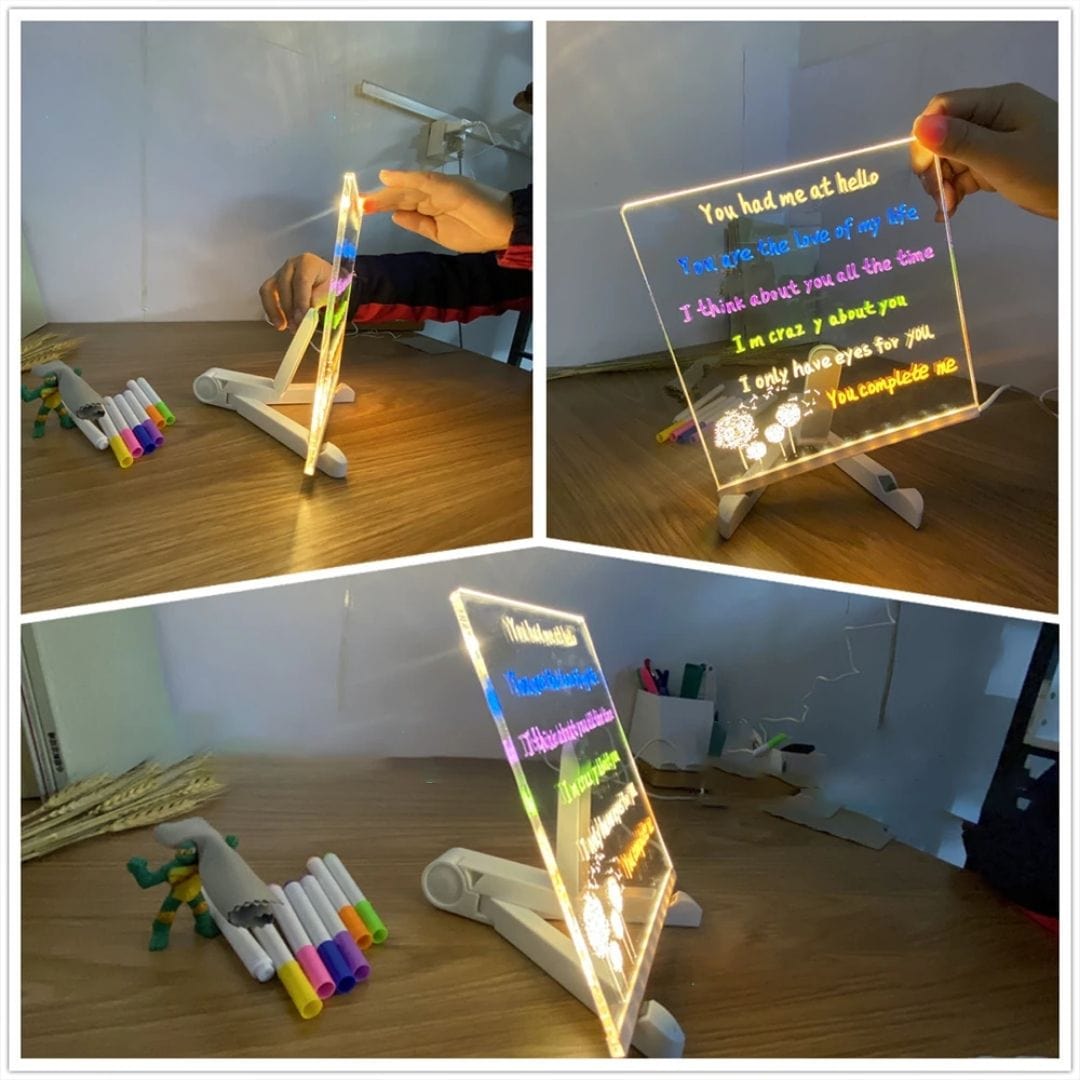 Personalised DIY Acrylic Glowing Message Board Lamp (12 Colours) 15 cms TheQuirkyQuest