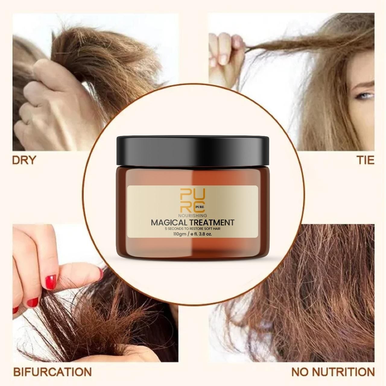 PURE MAGICAL TREATMENT 5 Second to Restore Soft Hair 110gm Pack of 2 Roposo Clout