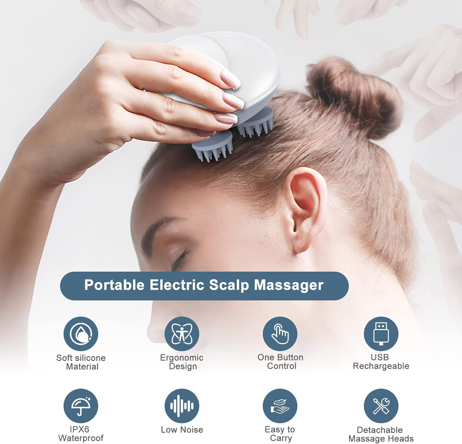 Rechargeable Head Massager For Relaxation | Head Massager Hair Scalp Massage And Hair Growth Head Massages Tool Rechargeable Head Massager For Relaxation Zaavio®