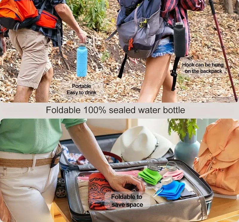 Reusable Foldable Silicone Water Bottle with Portable Buckle Silicone 700Ml Zaavio®