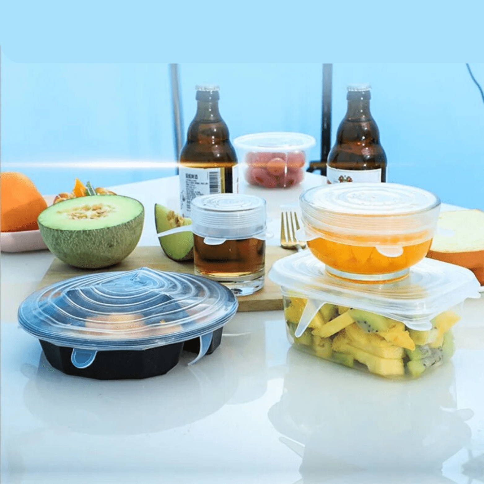 Reusable Silicone Stretchable Lids (6 Pcs Pack) Zaavio®️