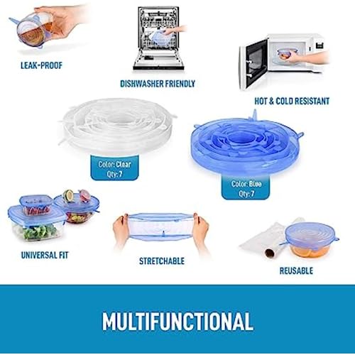 Reusable Silicone Stretchable Lids (6 Pcs Pack) Zaavio®️