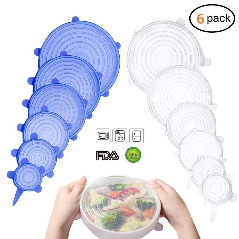 Reusable Silicone Stretchable Lids (6 Pcs Pack) Zaavio®️
