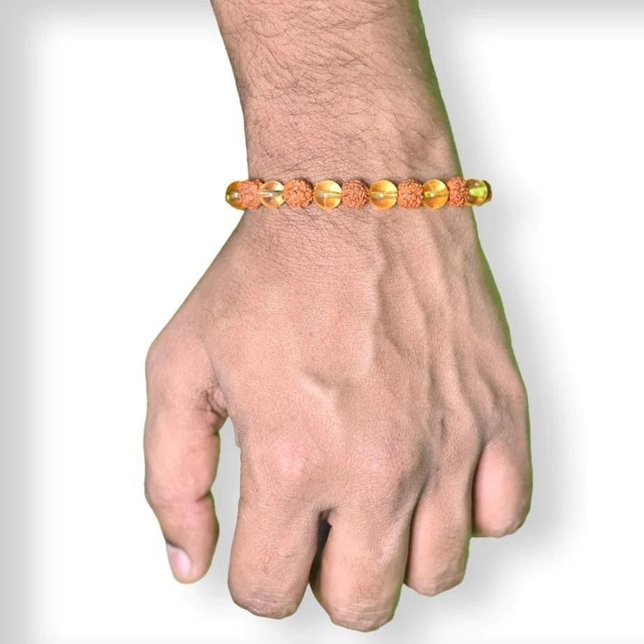 Rudraksha Citrine Crystal Bracelet (Pack of 2) | Citrine Bracelet Rudraksha Crystal Bracelets For Men And Women Rudraksha Citrine Crystal Bracelet (Pack of 2) Zaavio®