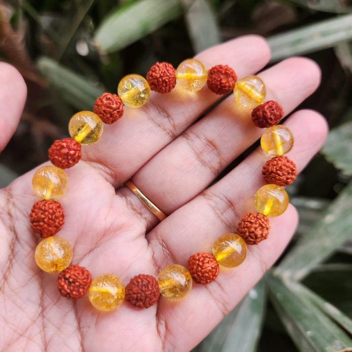 Rudraksha Citrine Crystal Bracelet (Pack of 2) | Citrine Bracelet Rudraksha Crystal Bracelets For Men And Women Rudraksha Citrine Crystal Bracelet (Pack of 2) Zaavio®