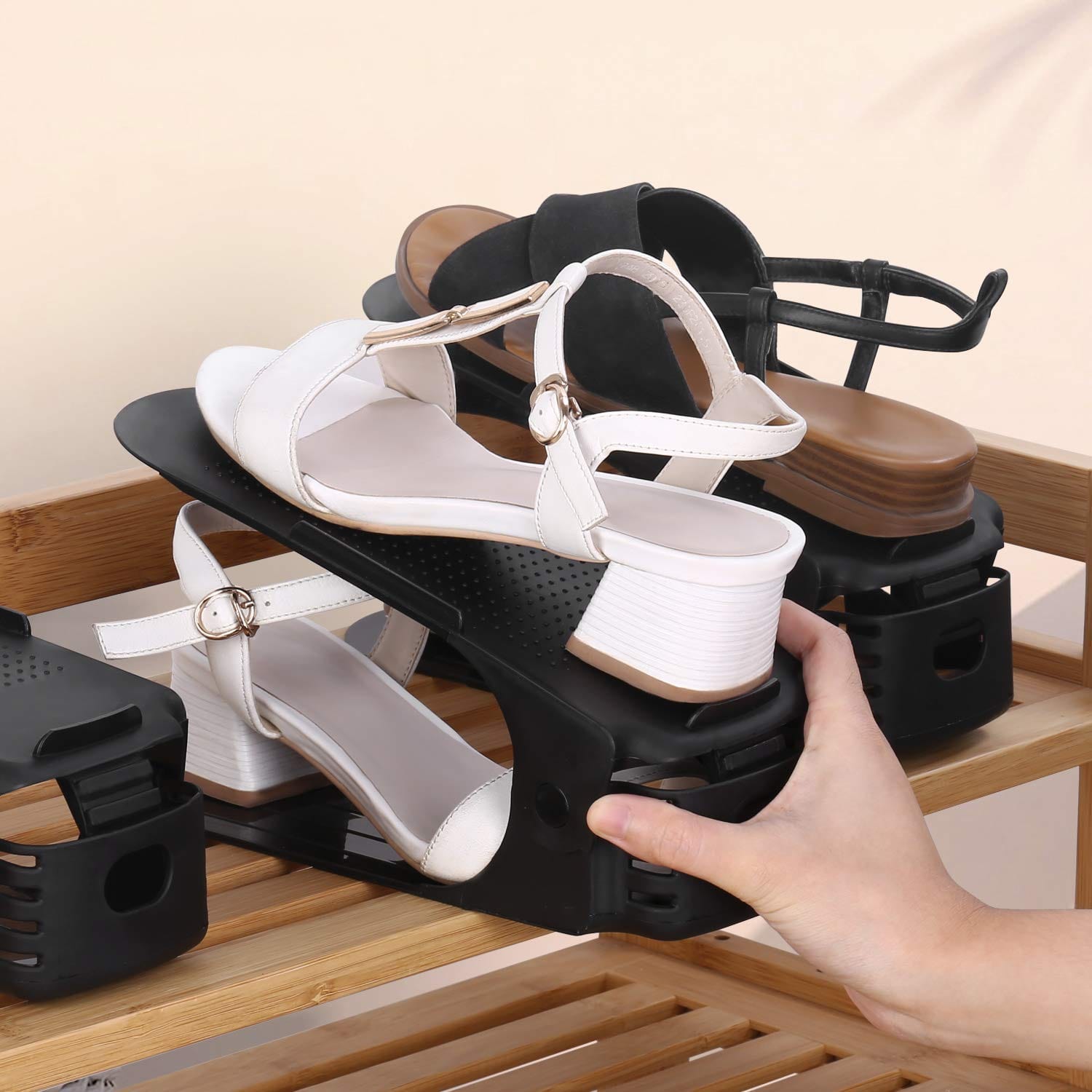 Shoe Organizer - The Adjustable Shoe Rack Space Saver (Black Only) Shoppymize