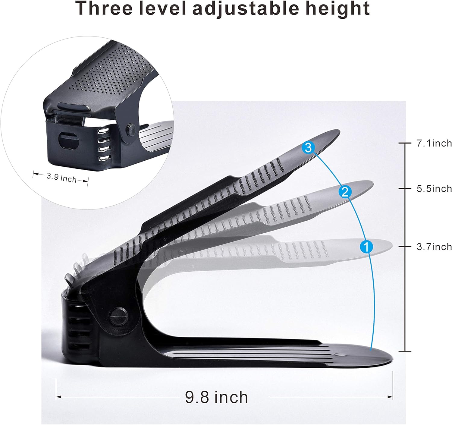 Shoe Organizer - The Adjustable Shoe Rack Space Saver (Black Only) Shoppymize