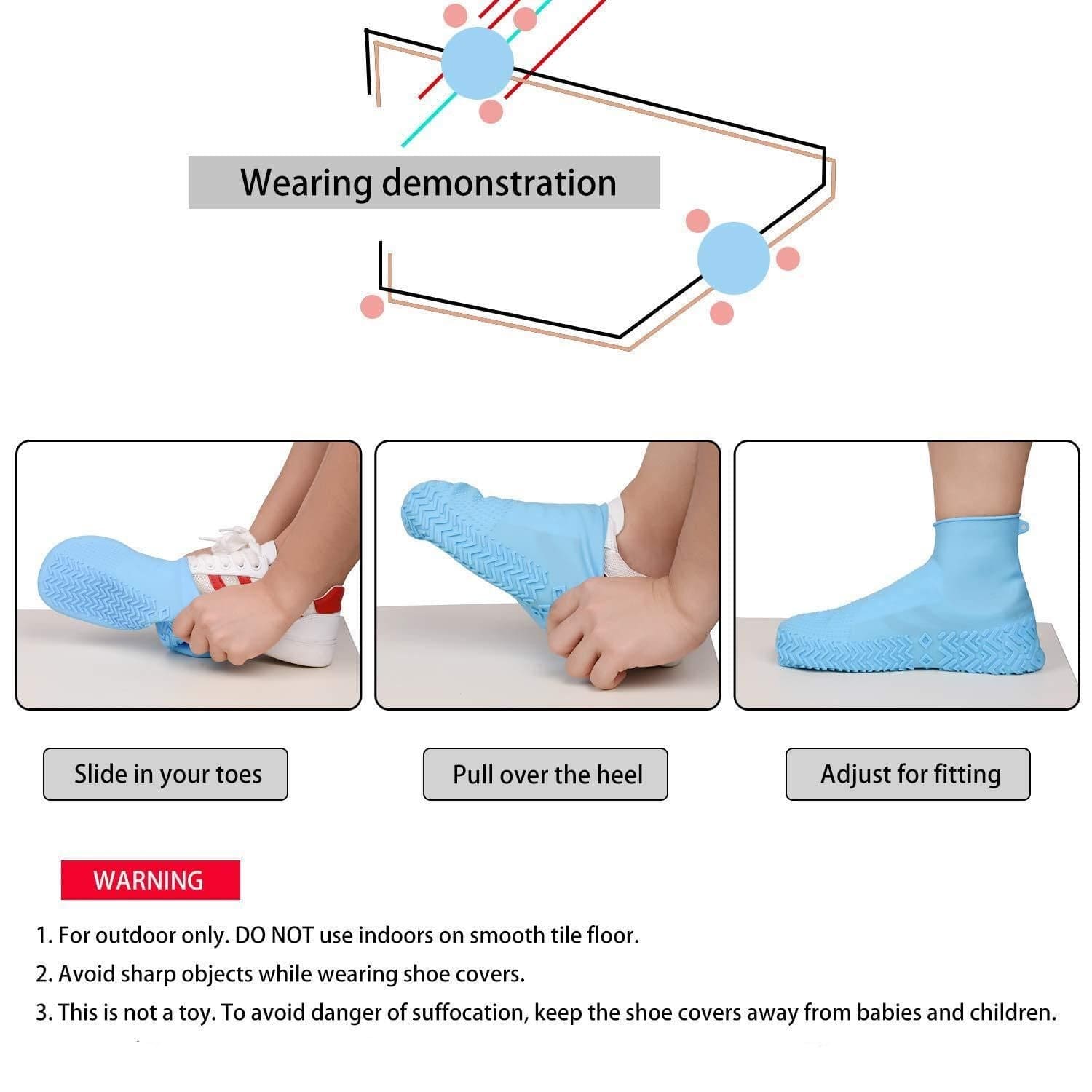 Silicone Reusable Waterproof Shoe Cover (Assorted Colors) Zaavio®