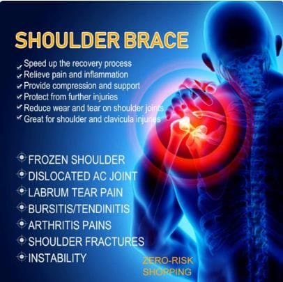SPOSAFE Adjustable Gym Sports Care Single Shoulder Support Back Brace Guard Strap Wrap Belt Band Pads Black Bandage Men & Women Roposo Clout
