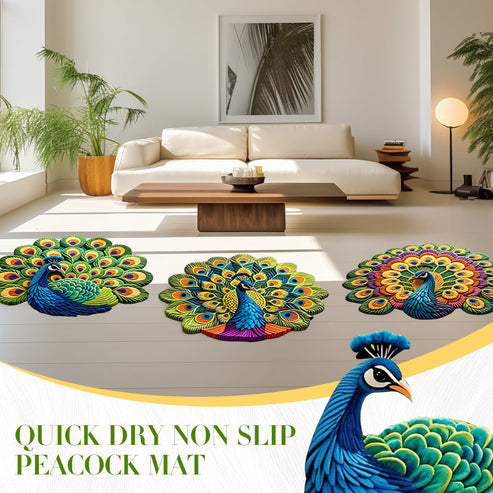 LuxeGripMat™ Quick-Dry Non-Slip Peacock Mat (Pack of 2)