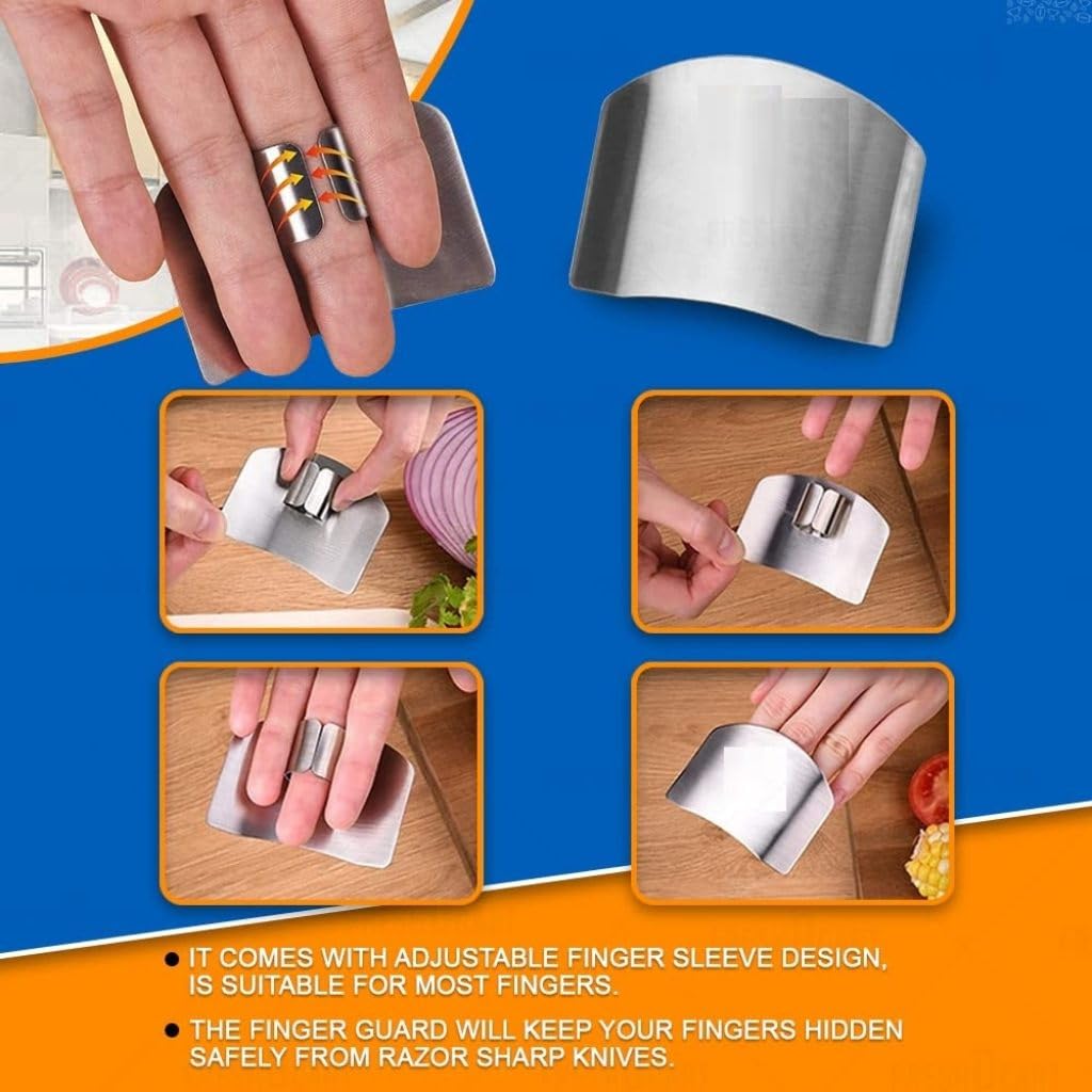 Stainless Steel Finger Cutting Protector ( Pack Of 2 ) Zaavio®